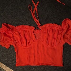 Elegant Off-Shoulder Ruffle Blouse - Orange